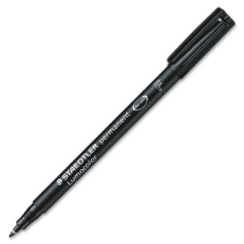 Staedtler Lumocolor Fine Point Permanent Marker - Fine Marker Point Type - Black Ink - Black Barrel - 10 pens/ Box