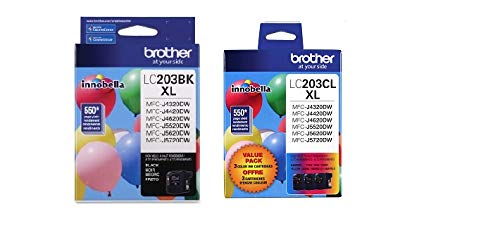 Brother LC203 Ink Cartridge (Black, Cyan, Magenta, Yellow, 4-Pack) in Retail Packaging