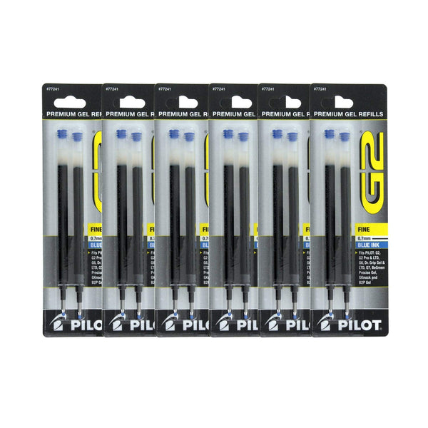 Pilot G2, Dr. Grip Gel/Ltd, ExecuGel G6, Q7 Rollerball Gel Ink Pen Refills, 0.7mm, Fine Point, Black Ink, 3 Packs of 2