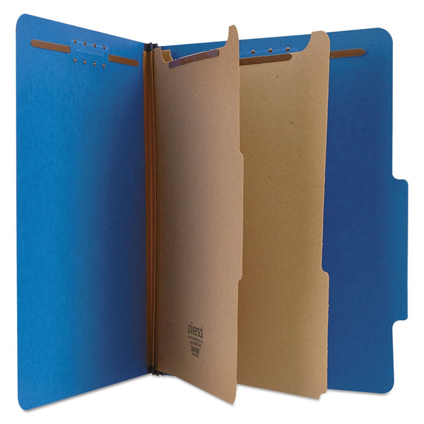 Universal Pressboard Classification Folders, Letter, Six-Section, Cobalt Blue, 10/Box (10301)