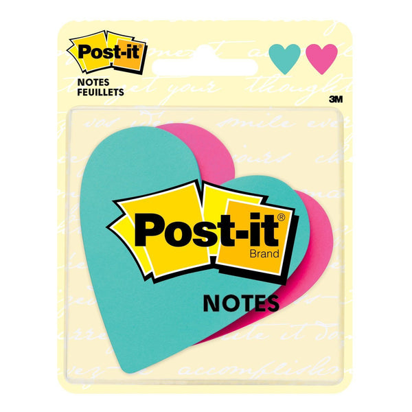 Post-it Super Sticky Notes, 3 in x 3 in, Heart Shape, Assorted Colors, 75 Sheets/Pad, 2 Pads/Pack (7350-T-HRT)