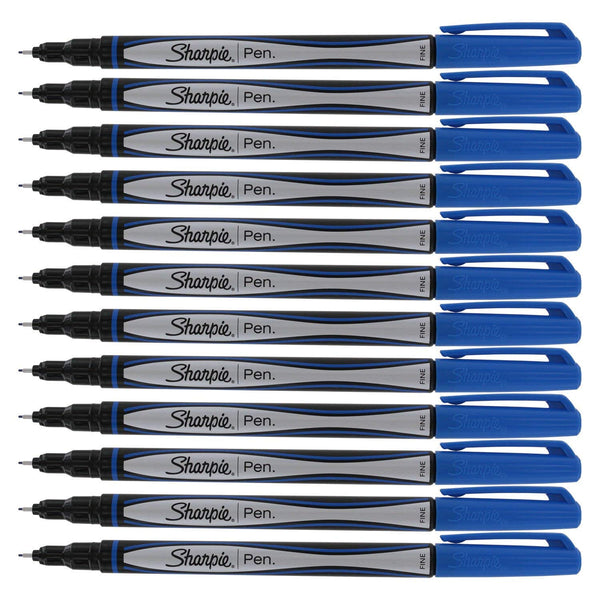 Sharpie Plastic Point Pen, 12-Count (Fine Point, Blue)