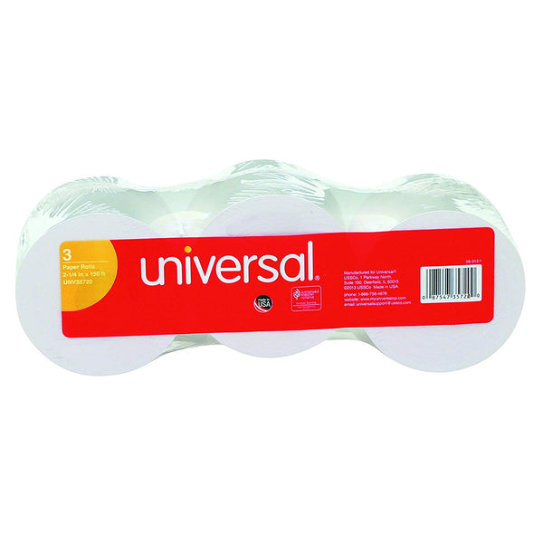 Universal 35720 Adding Machine/Calculator Roll, 16 lb, 1/2" Core, 2-1/4" x 150 ft, White (Pack of 3)