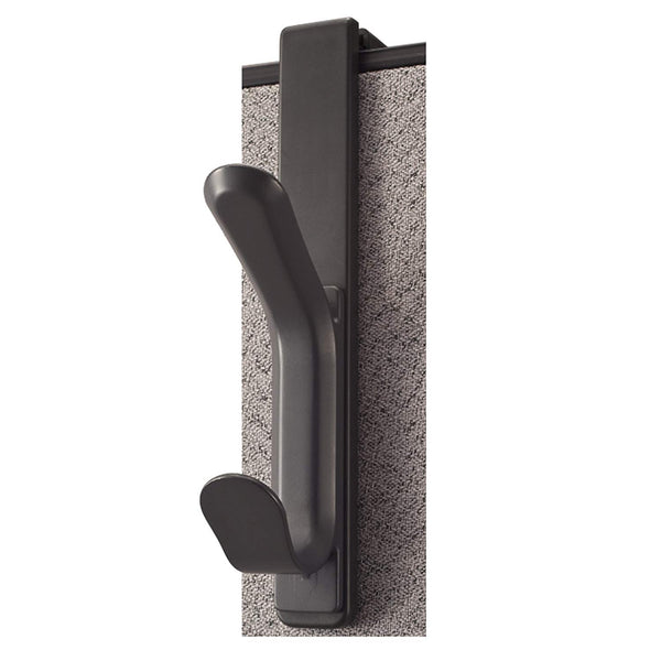 Officemate Double Coat Hooks for Cubicle Panels, Adjustable 1.25 - 3.5 Inch, Charcoal (22005)