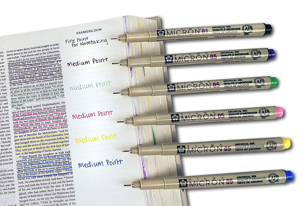 GTL Pigma Micron 6 Piece Bible Study Marking Set Multi Color Fine and Medium Points
