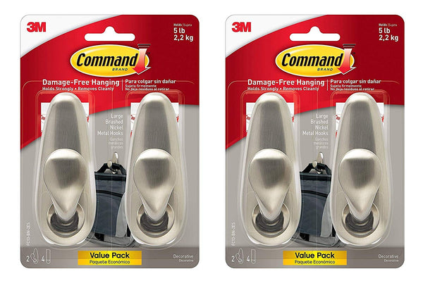 Command Forever Classic Metal Hook, Large, Brushed Nickel, 1-Hook (FC13-BN-ES)