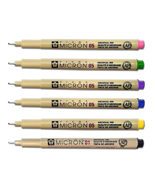 GTL Pigma Micron 6 Piece Bible Study Marking Set Multi Color Fine and Medium Points