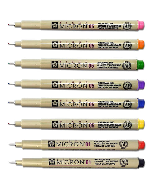 Pigma Micron 01 Fine & 05 Medium Point Inductive Bible Study Kit (Set of 8)