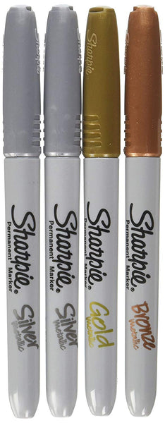 Sharpie - Fine Point Metallic Permanent Markers - Silver/Gold/Bronze (1-Pack of 4)