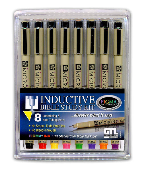Pigma Micron 01 Fine & 05 Medium Point Inductive Bible Study Kit (Set of 8)